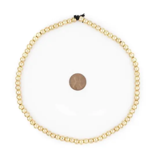The Bead Chest Gold Round Sphere Beads 6mm Brass Large Hole 16 Inch Strand {2}