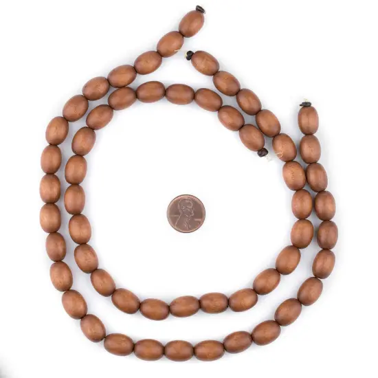 The Bead Chest Light Brown Oval Natural Wood Beads (15x10mm): Organic Eco-Friendly Wooden Bead Strand for DIY Jewelry, Crafts, Necklace and Bracelet Making {2}