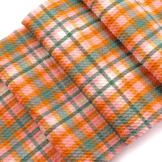 Pink and Green Fall Plaid Bullet Fabric {2}