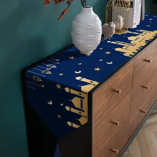 2 Pieces Eid Mubarak Table Runner -12 x71 Table Runner Eid Mubarak Decorations with Tassels -Table Runner Dresser Scarves for Table Dinner Holiday Party(Eid Mubarak Table Runner, 2) {6}