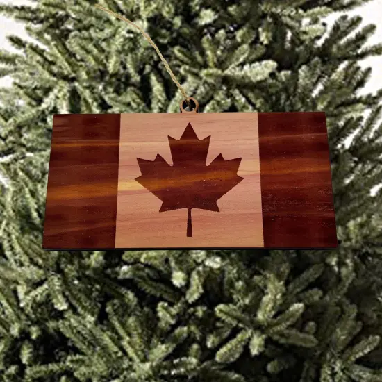Canada Flag - Cedar Ornament {2}