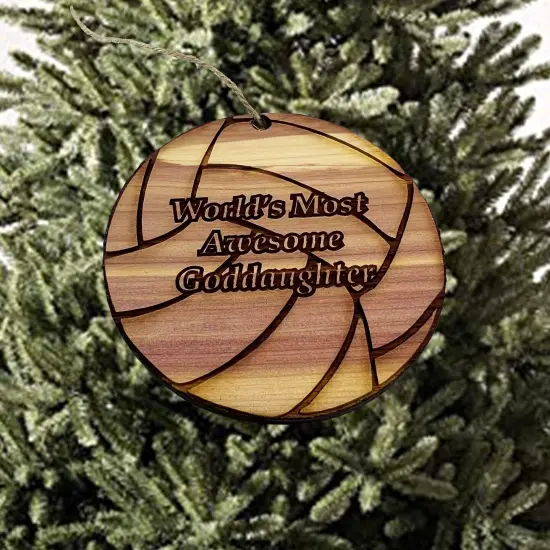 Volleyball Worlds most awesome Goddaughter - Cedar Ornament {2}