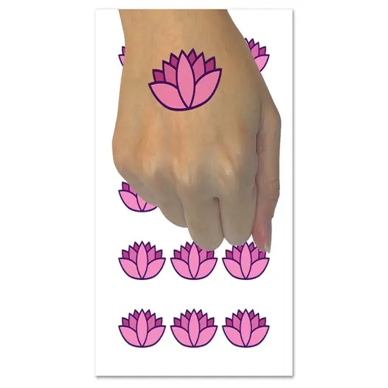 Yoga Lotus Flower Outline Temporary Tattoo Water Resistant Fake Body Art Set Collection (1 Sheet) {1}
