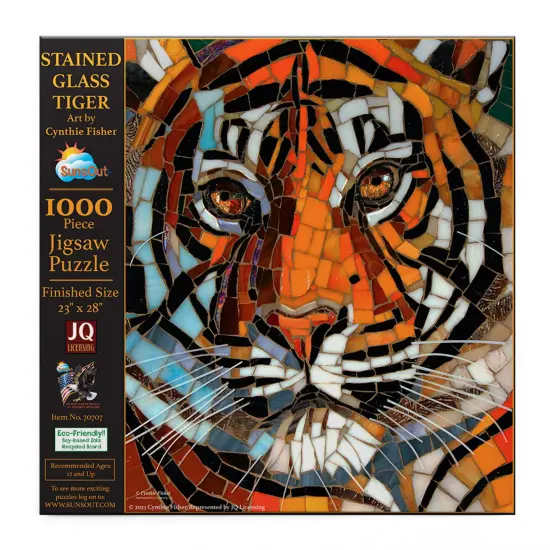 Sunsout Stained Glass Tiger 1000 pc Jigsaw Puzzle 70707 {4}
