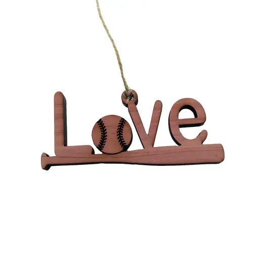 Love Baseball - Cedar Ornament {1}