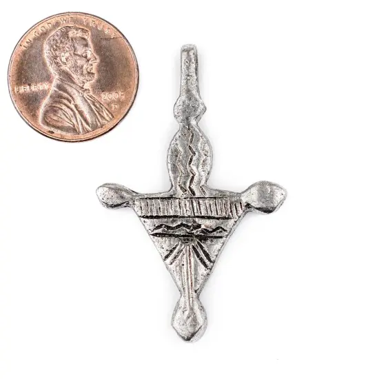 The Bead Chest Tchintabaradene Silver Moroccan Tuareg Cross Pendant: North African Tribal Berber Moroccan Sahara Pendant for Jewelry {2}