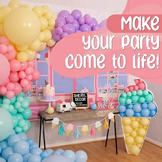 100 Pieces Pastel Balloon Garland Kit &ndash; Pastel Rainbow Balloon Arch &ndash; Small and Large Pastel Balloons for Pastel Birthday Decorations &ndash; Unicorn, Spring, Macaron, Easter, Donut & Ice Cream Party Balloons {1}