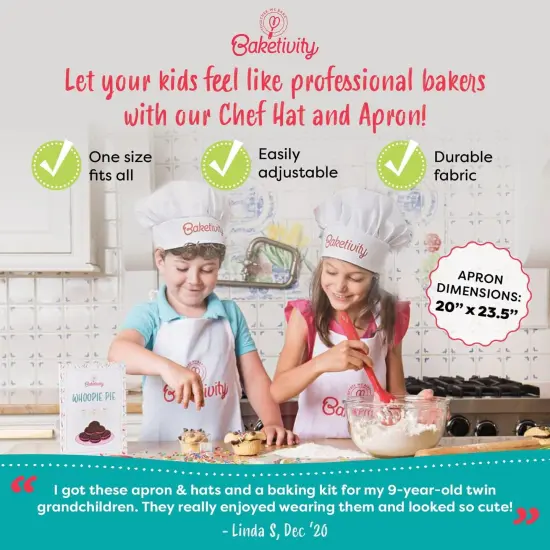 Baketivity 4 in 1 Kids Baking Set Mega Kit - Cake Pop Kit with Stand - Kids Apron and Chef Hat Set - Bake Away Kids Cookbook - Kids Cooking Sets Real Utensils - Kids Baking Kit Gifts for Girls & Boys {6}