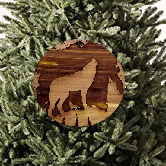 Mountain Wolves - Cedar Ornament {2}
