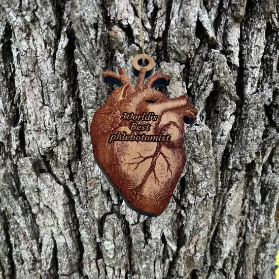 Worlds Best phlebotomist HEART - Cedar Ornament {2}