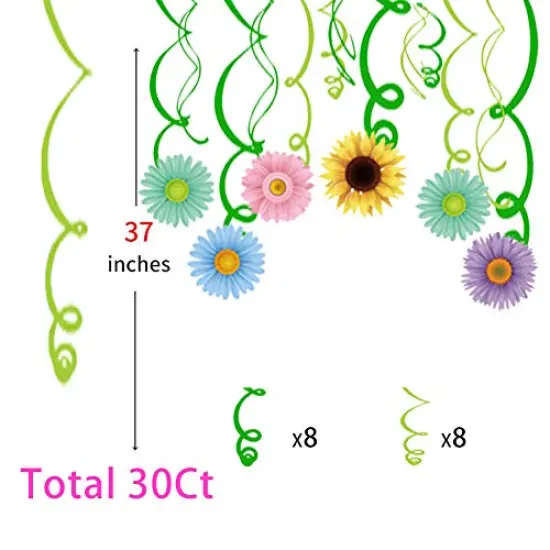 30 Pieces Autume Summer Spring Sun Flowers Hanging Swirl Decorations,Themed Birthday Party,Party Supplies,Ceiling Decorations for Girls,Boys,Kids, Bedroom,Classroom,Baby Shower {1}
