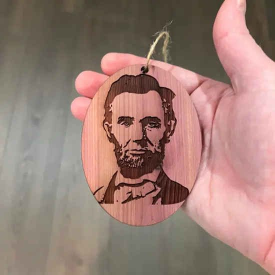 Abe Lincoln - Cedar Ornament {3}