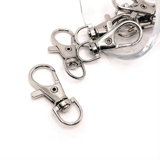 4, 20 or 50 Pieces: Antique Silver Swivel Lobster Clasps Lanyard Clips, 15x37 mm {1}