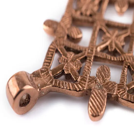 Metu Copper Coptic Cross Pendant (53x70mm): Authentic Ethiopian East African Design for Jewelry & Necklace Making {4}