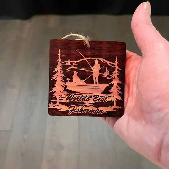 World's best Fisherman Fisherman - Cedar Ornament {4}