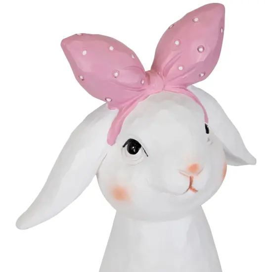 Northlight Easter Bunny Bust with Hair Bow - 7.5" - White and Pink {6}