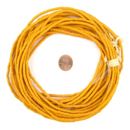 The Bead Chest Ghana Sandcast Beads - Full Strand of African Powder Glass Beads (3mm, Amber Orange) - Single 26" Strand {2}