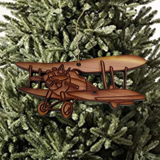 Bi Plane - Cedar Ornament {3}