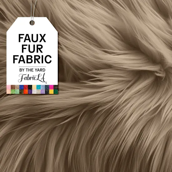 FabricLA | Shaggy Faux Fur | Fabric by The Yard | 36" X 60" Inch Wide | Craft Furry Fabric | Sewing, Apparel, Rugs, Pillows & More | Faux Fluffy Fabric | Beige, 1 Yard {1}