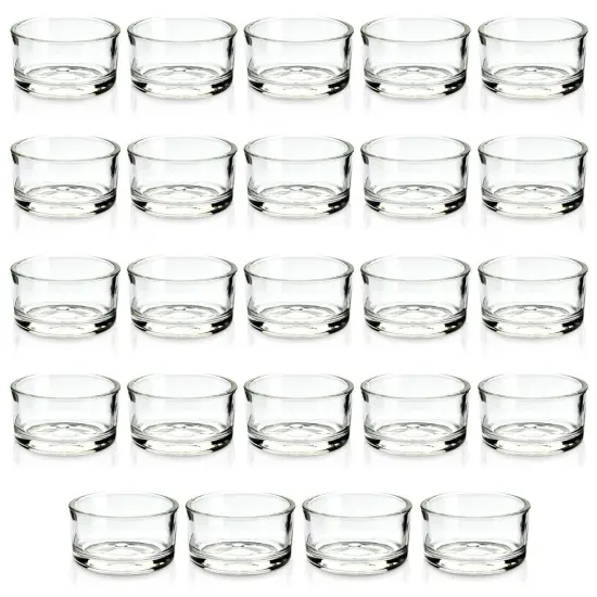 24 Pack Glass Tea Lights Candle Holder for Tables {1}