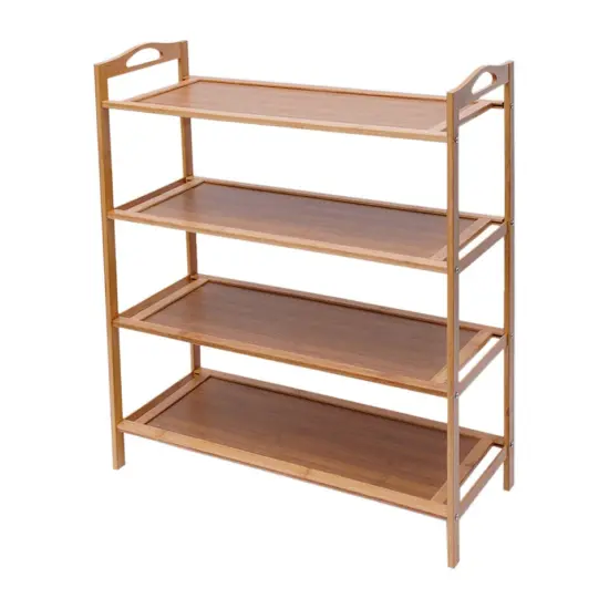 New Durable Bamboo Shelf Tier 4 Wood Home Furniture Entryway Storage Rack Shoe {1}