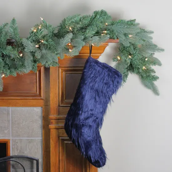 Northlight 17.5" Navy Blue Solid Soft Plush Christmas Stocking {3}