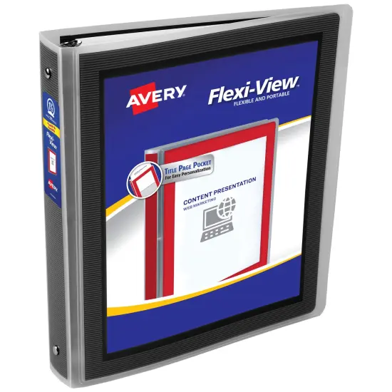 Avery Flexi-View 3 Ring Binder, 1.5" Round Rings, 1 Black Binder (17637) {1}