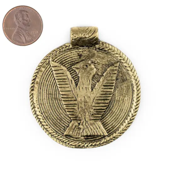 The Bead Chest Brass Bird Baule Bead Pendant (58x52mm): African Tribal Metal Pendant for DIY Jewelry and Necklace {2}