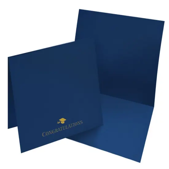 Great Papers! Certificate Cover with Gold Foil, CONGRATULATIONS with Grad Hat , Navy, 12" x 9.375"(folded) with Die-Cuts for 8.5" x 11" Document, 5 Count {3}