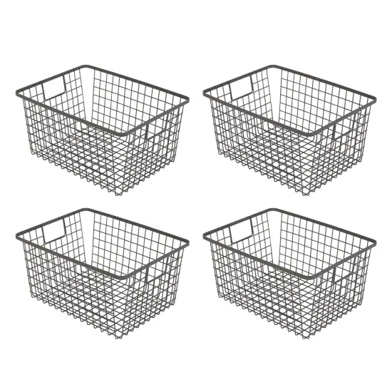 Smart Design Nestable Basket Organizer with Handles - Steel - 9 x 12 x 6 - Gunmetal - Set of 4 {1}