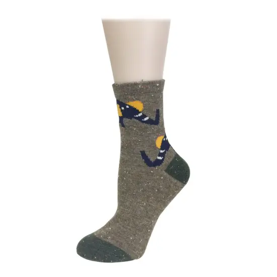 Wrapables Thick Rabbit Hair Wool Crew Socks (Set of 6), Fox and Elephant {6}