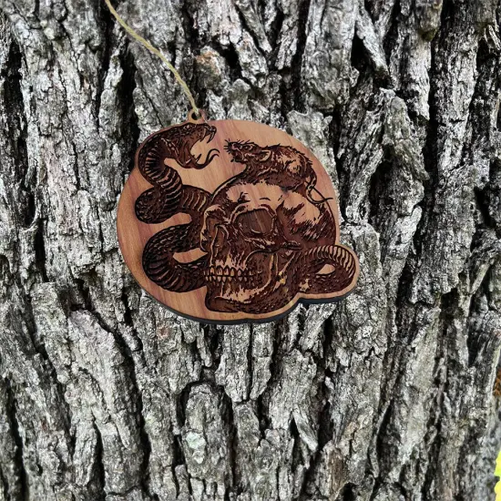 Rat Skull Snake - Cedar Ornament {1}