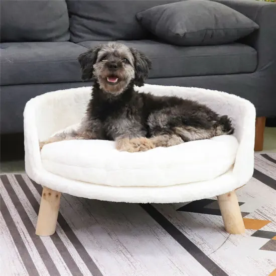 Large size Dog Sofa Couch Lounge Elevated Cat Bed Pet 3-Legged Stool Raised Bed w/ Cushion {1}