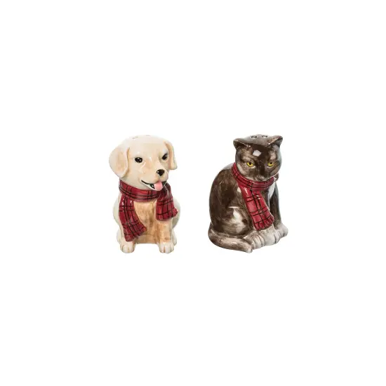 Christmas Dog and Cat Salt & Pepper Shakers Set of 2 {1}