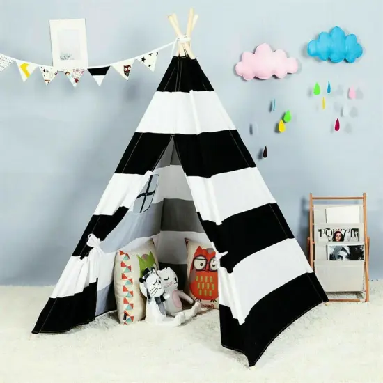Black & white Tent Indian Teepee Playhouse Foldable Kids Play Tent {3}