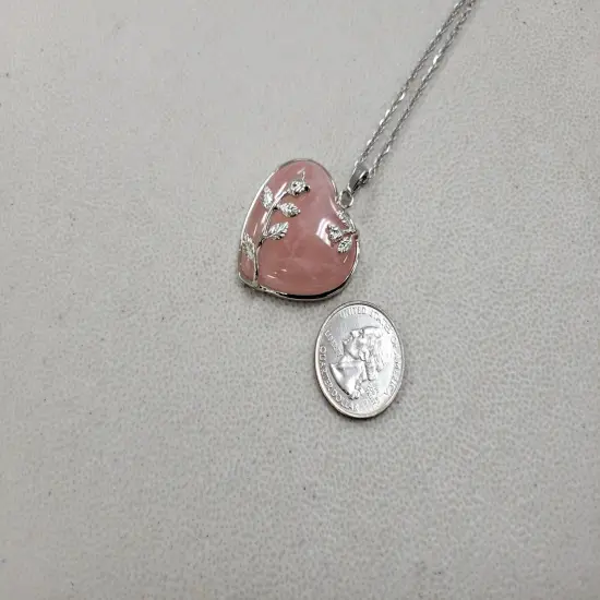 Rose Quartz Heart Crystal Necklace - Pick Your Chain Length {3}