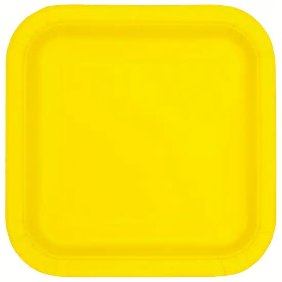 Neon Yellow Square 9" Dinner Plates, 14ct {1}