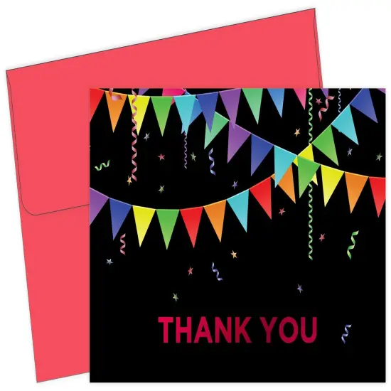 Great Papers! Thank You Note Cards with Red Envelope, Rainbow Pennant with Foil, 4.75" x 3.375"(folded), 50 count {1}