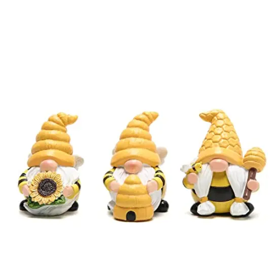 3 Pieces Bumble Bee Spring Gnome Decorations Honey Bee Gnomes Ornaments World Bee Day Decorations Gifts Fall Thanksgiving Gnomes Figurines Honey Bee Birthday Party Decor {3}