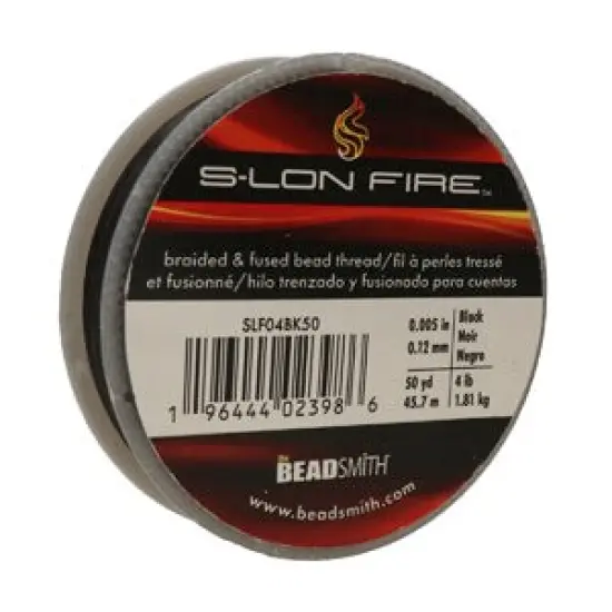 S-Lon Fire Beading Thread 4lb Black 50 Yards {4}