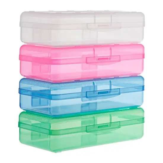 4 Pack Clear Plastic Pencil Cases for Students, School Supplies, 4 Colors {2}