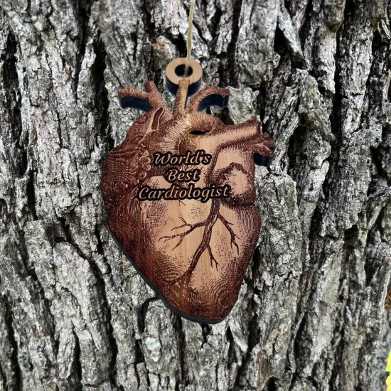 Worlds Best Cardiologist HEART - Cedar Ornament {3}