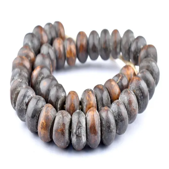 The Bead Chest Matte Kenya Brown Bone Beads Large 23mm African Round Large Hole 27 Inch Strand Handmade {3}
