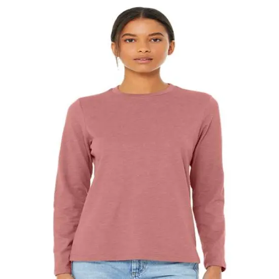 BELLA + CANVAS&reg; Women Jersey Crewneck Long Sleeve T-Shirt Heather mauve {1}