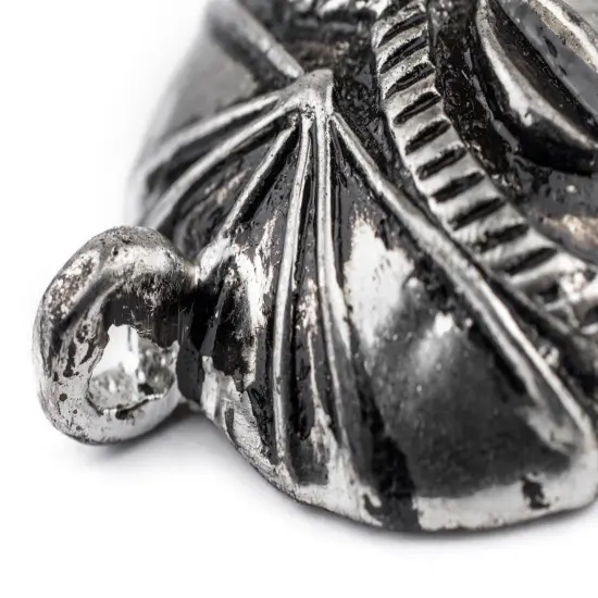 The Bead Chest Round African Silver Mask Pendant (58x62mm): Genuine West African Mask Design for DIY Jewelry & Necklaces {4}