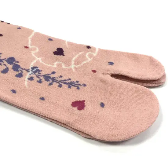 Wrapables Tabi Flip-Flop Socks (Set of 3), Romantic Floral, Pink Black, Blue {3}