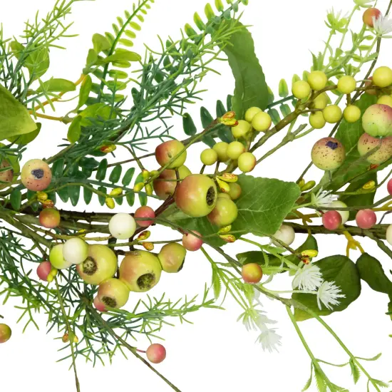 Northlight Berry and Crabapple Fern Foliage Spring Garland - 5' Green {5}