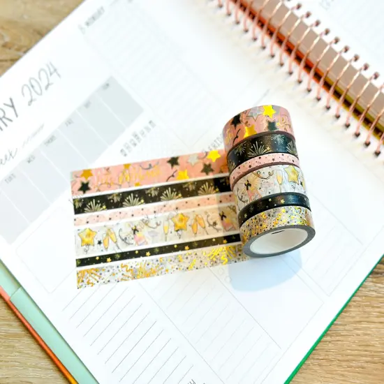 New Years Eve NYE Celebration Anniversary Birthday Celebrate Washi Tape Set January 2024 - W100 {4}