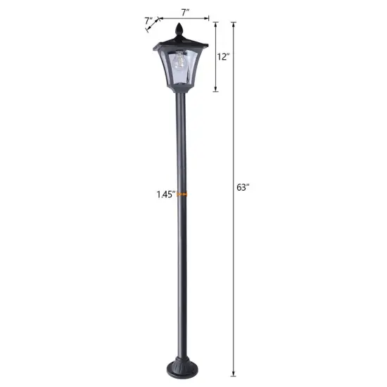 63" Outdoor Solar Lamp Post Light w/ Planter Waterproof Solar Post Street Lamp {2}