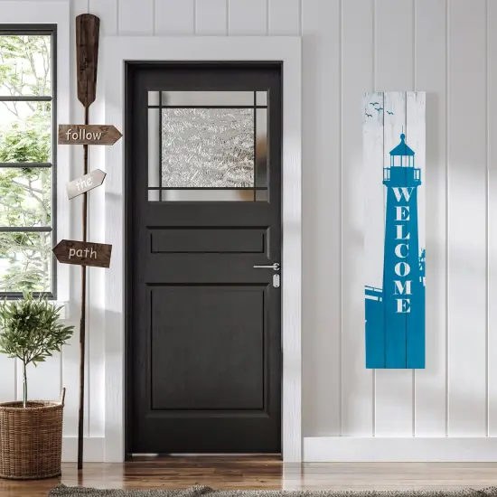 Northlight Weathered Lighthouse "Welcome" Porch Board Sign Decoration - 35.75" Blue {4}